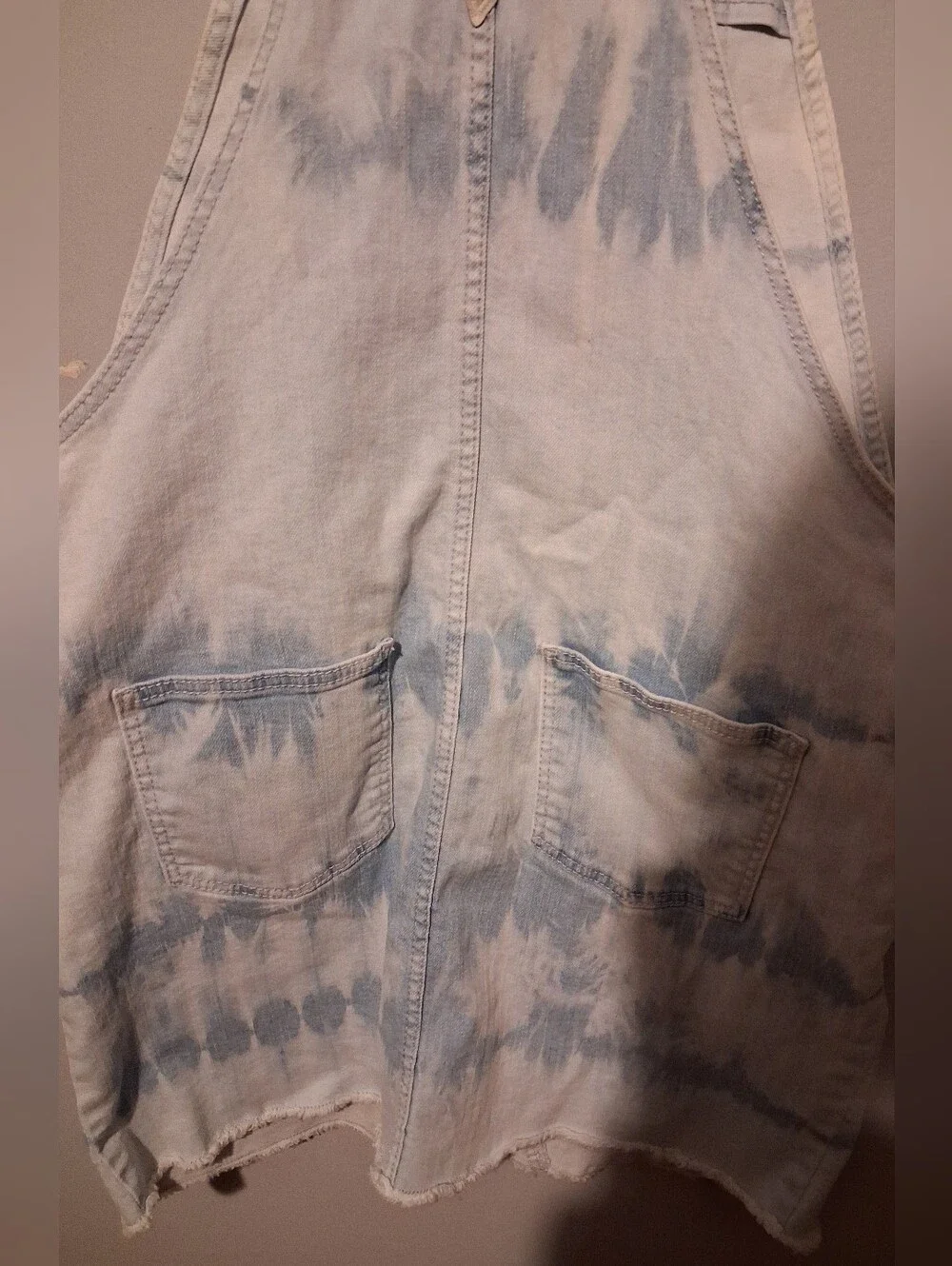 OshKosh Girls Tie Dye Denim Overalls Vestbak Jumper Dress Size 14 Bib Pocket